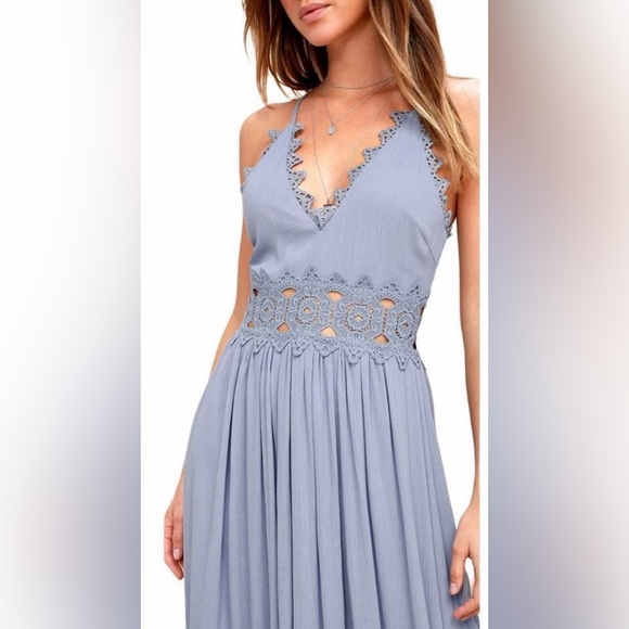Lulus This is Love Slate Blue Lace Maxi
Dress - Picture 4 of 9